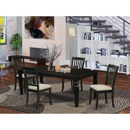 East West Furniture 5 Piece Logan Dining Set - Black LGDA5-BLK-C